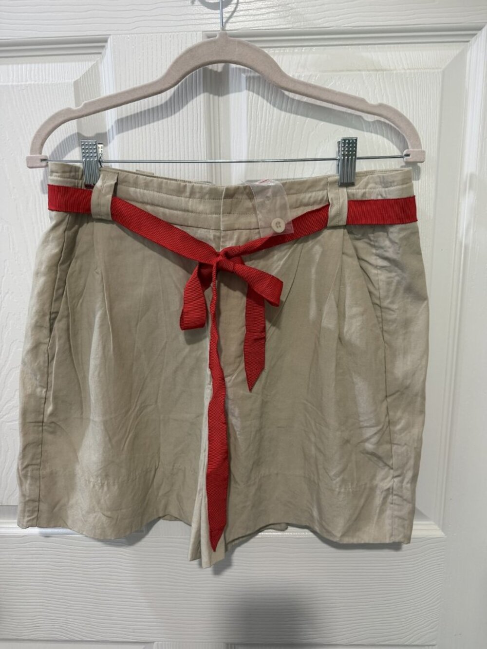 Free People Size 8 Belted Shorts with Red Ribbon Tie Detail